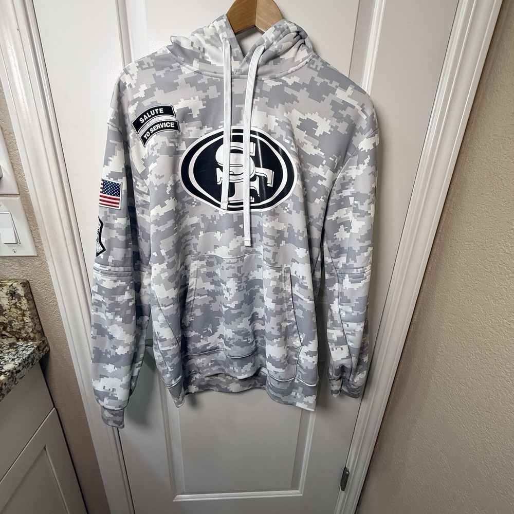 Nike 49ers Salute to Service Hoodie Mens L Gray Digital Camo NFL Football
